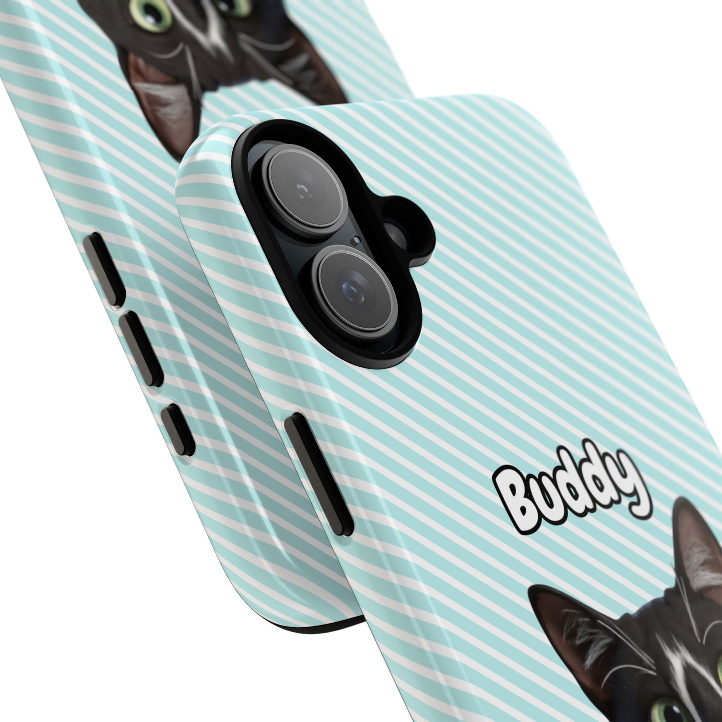 Custom Pet Tough iPhone Case – Teal Stripes