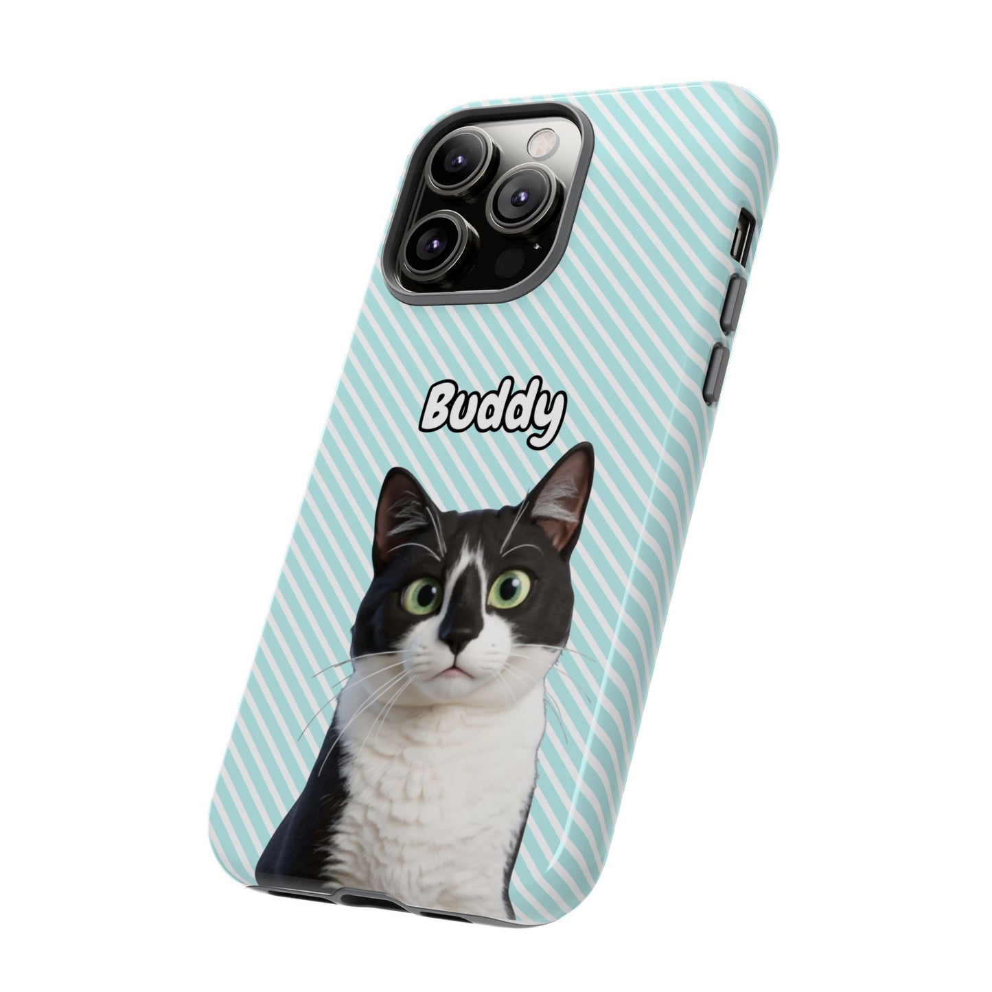 Custom Pet Tough iPhone Case – Teal Stripes