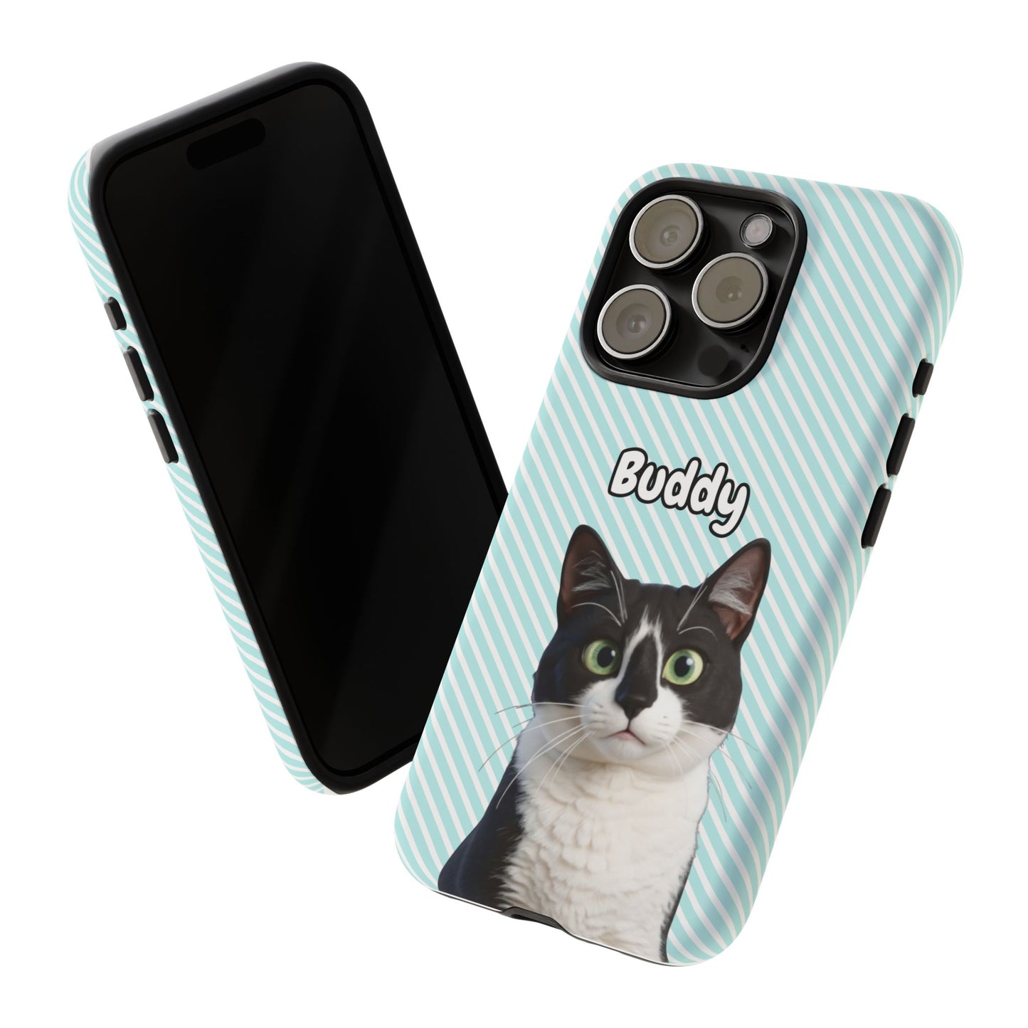 Custom Pet Tough iPhone Case – Teal Stripes