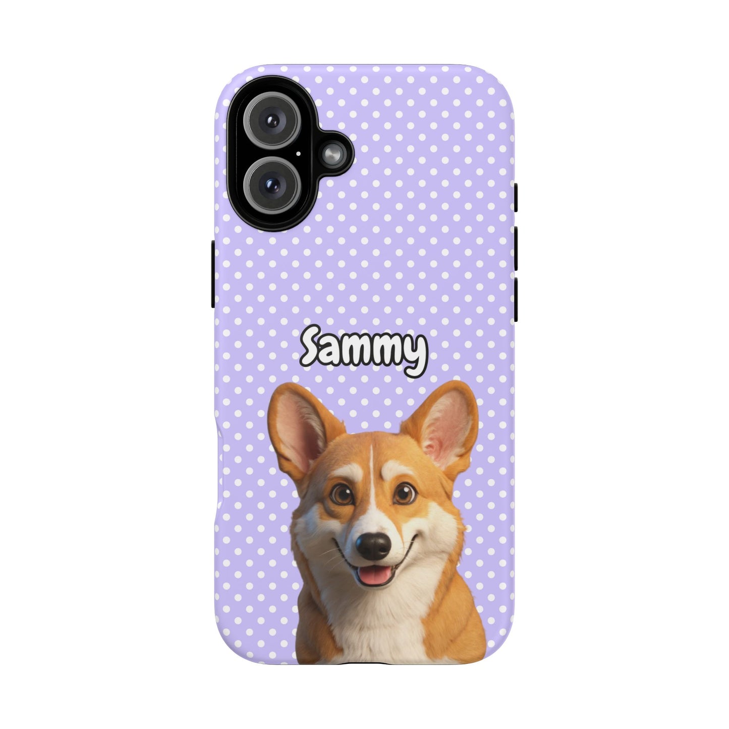 Custom Pet Tough iPhone Case – Purple Polka Dots