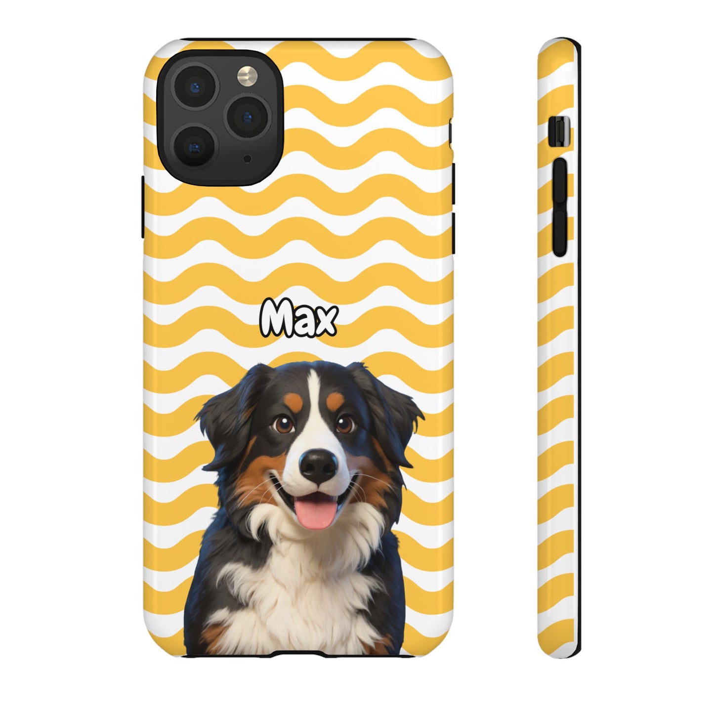 Custom Pet Portrait Tough iPhone Case - Yellow Waves