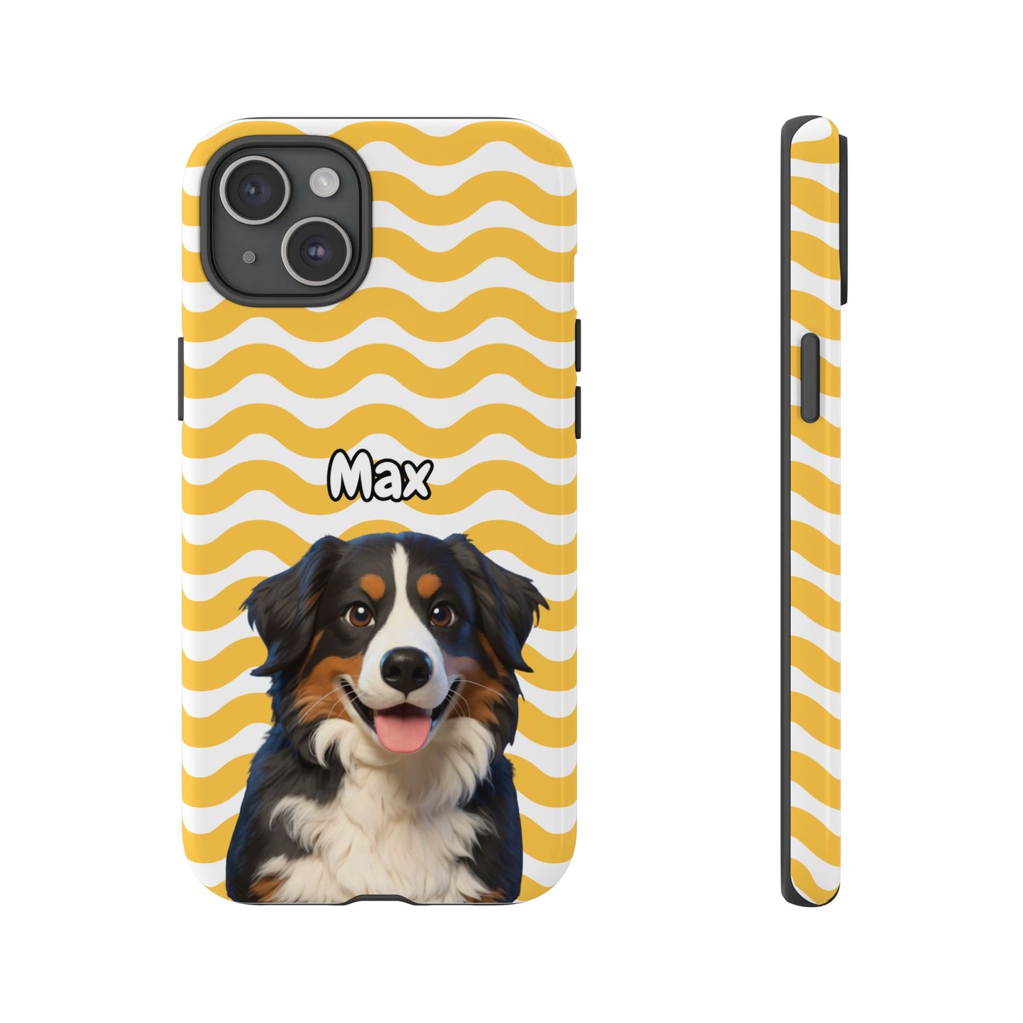 Custom Pet Portrait Tough iPhone Case - Yellow Waves