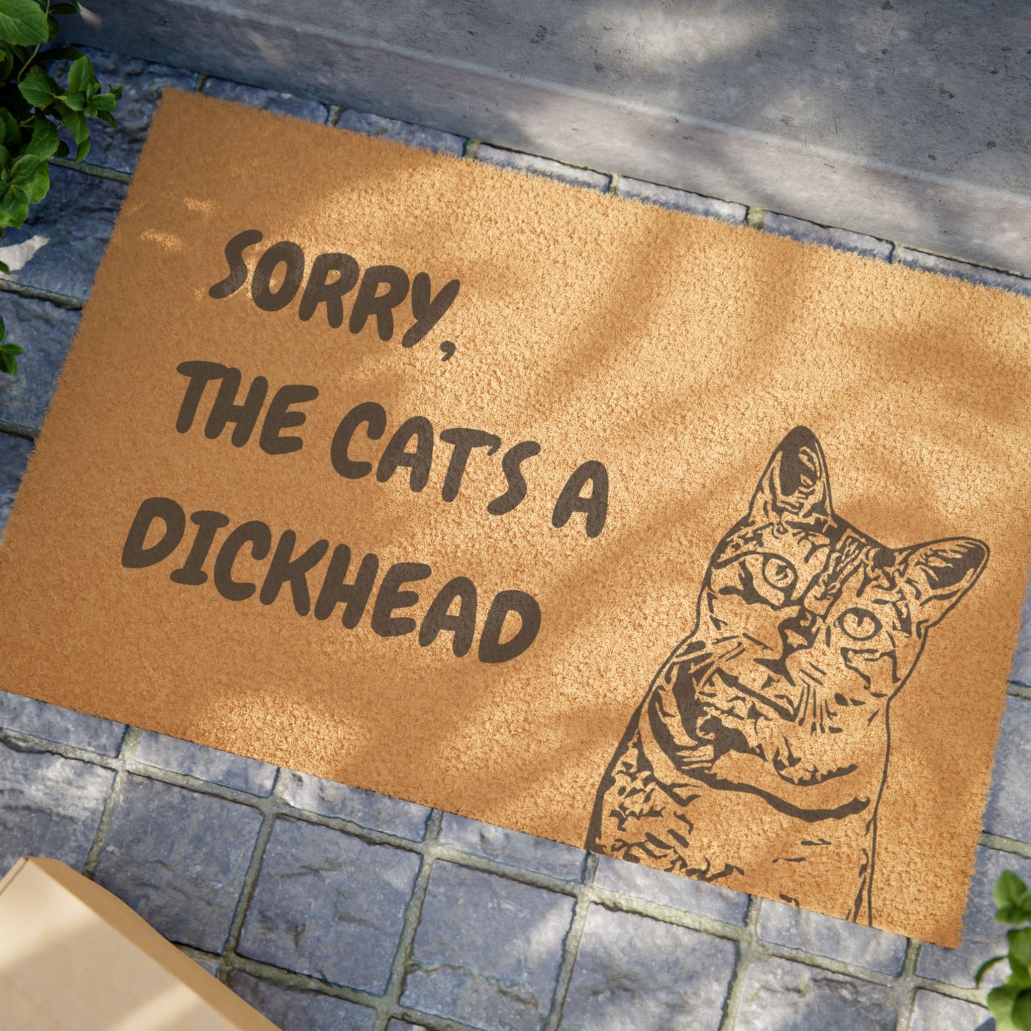 Funny Cat Doormat – “Sorry, the Cat’s a Dickhead” Welcome Mat | Pet Lover Gift, Cat Owner Home Decor, Funny Housewarming Gift, Outdoor Entry Mat