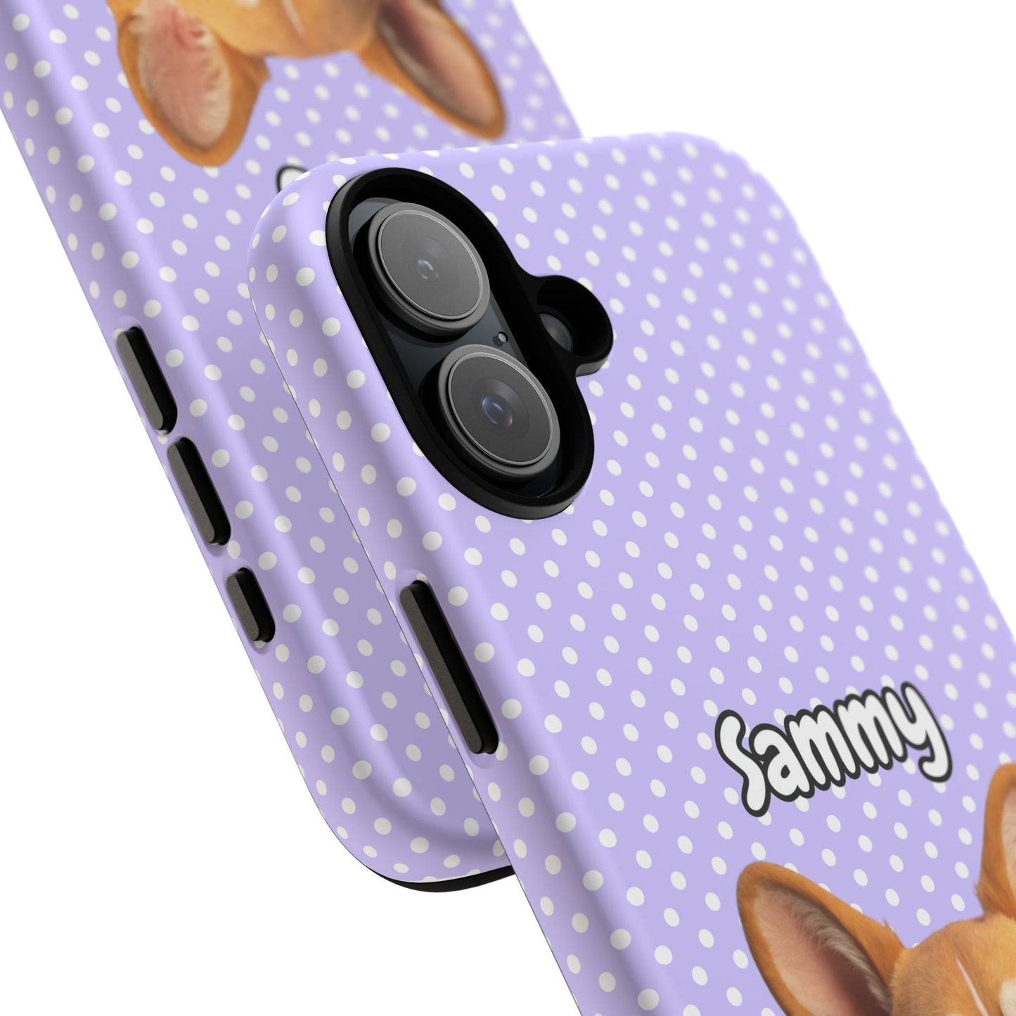 Custom Pet Tough iPhone Case – Purple Polka Dots