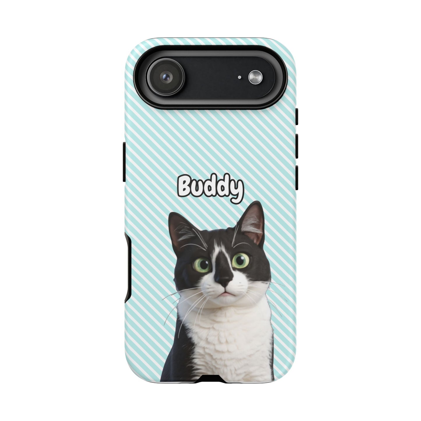 Custom Pet Tough iPhone Case – Teal Stripes