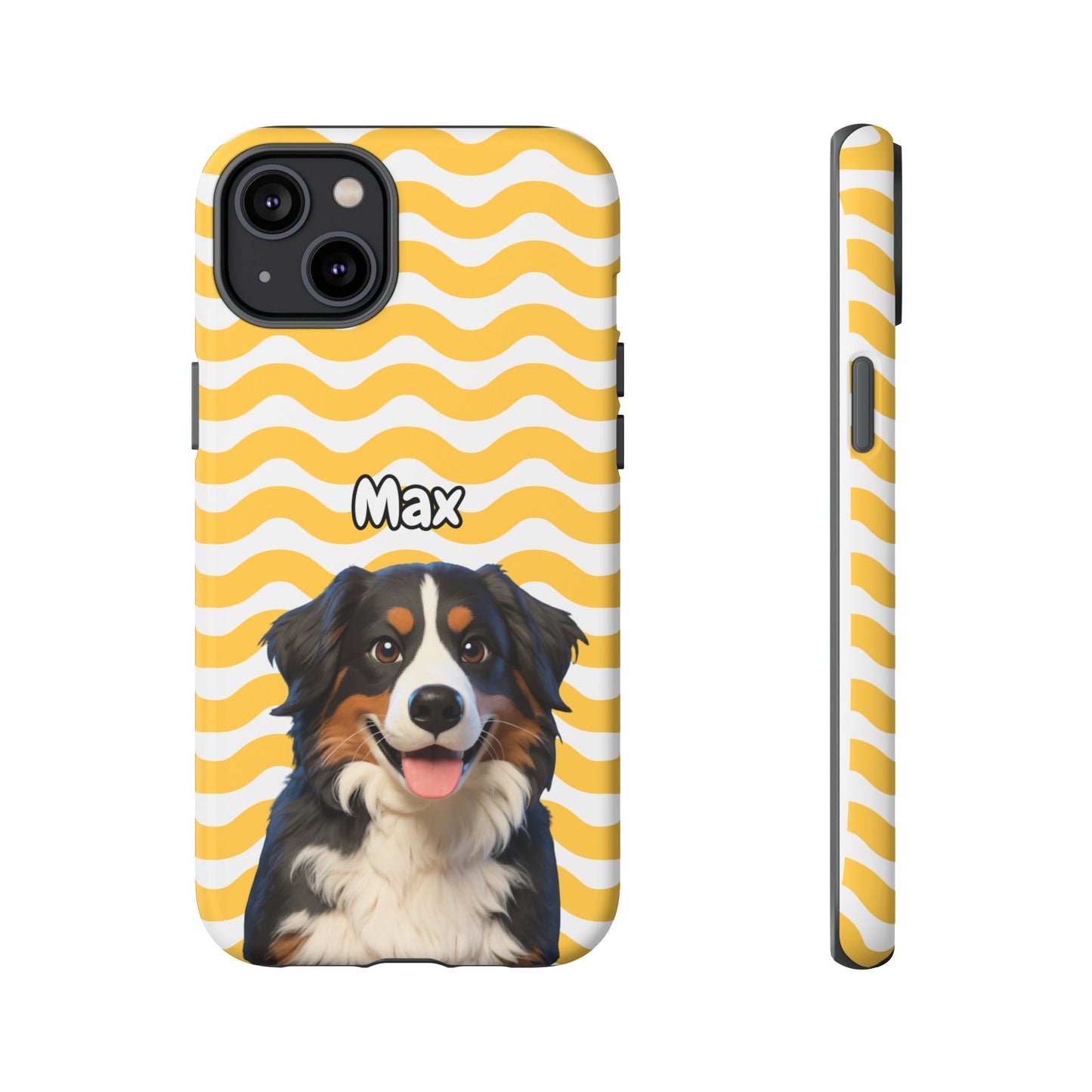 Custom Pet Portrait Tough iPhone Case - Yellow Waves