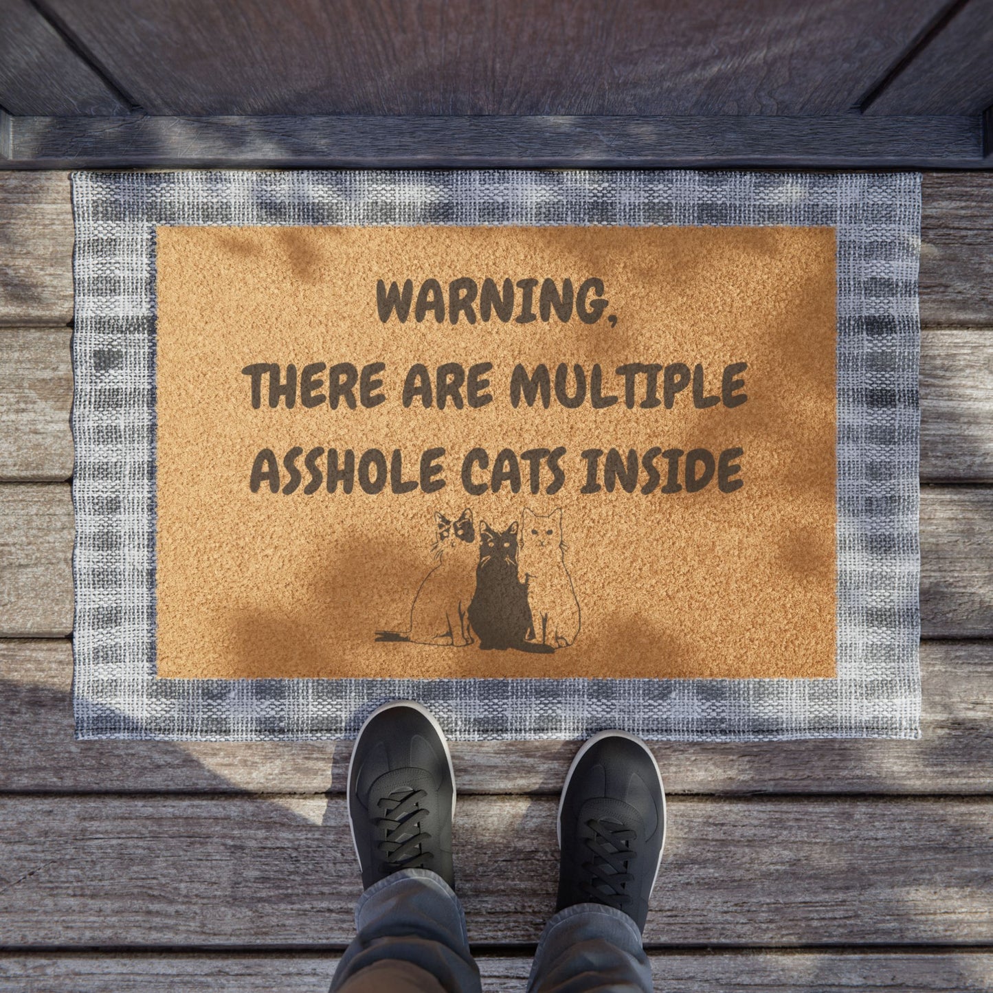 Funny Pet Doormat – “There Are Multiple Asshole Cats Inside” Welcome Mat | Pet Lover Gift, Cat Owner Home Decor, Funny Housewarming Gift, Outdoor Entry Mat