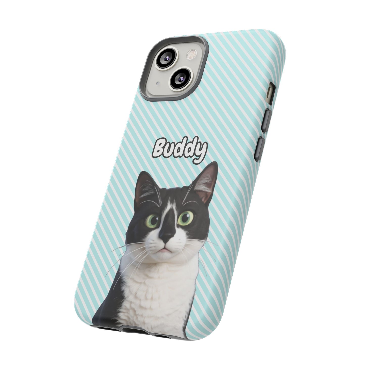 Custom Pet Tough iPhone Case – Teal Stripes