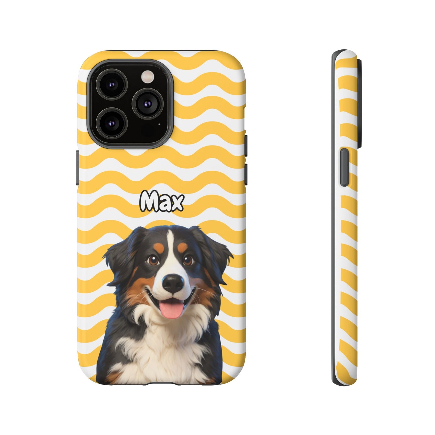 Custom Pet Portrait Tough iPhone Case - Yellow Waves
