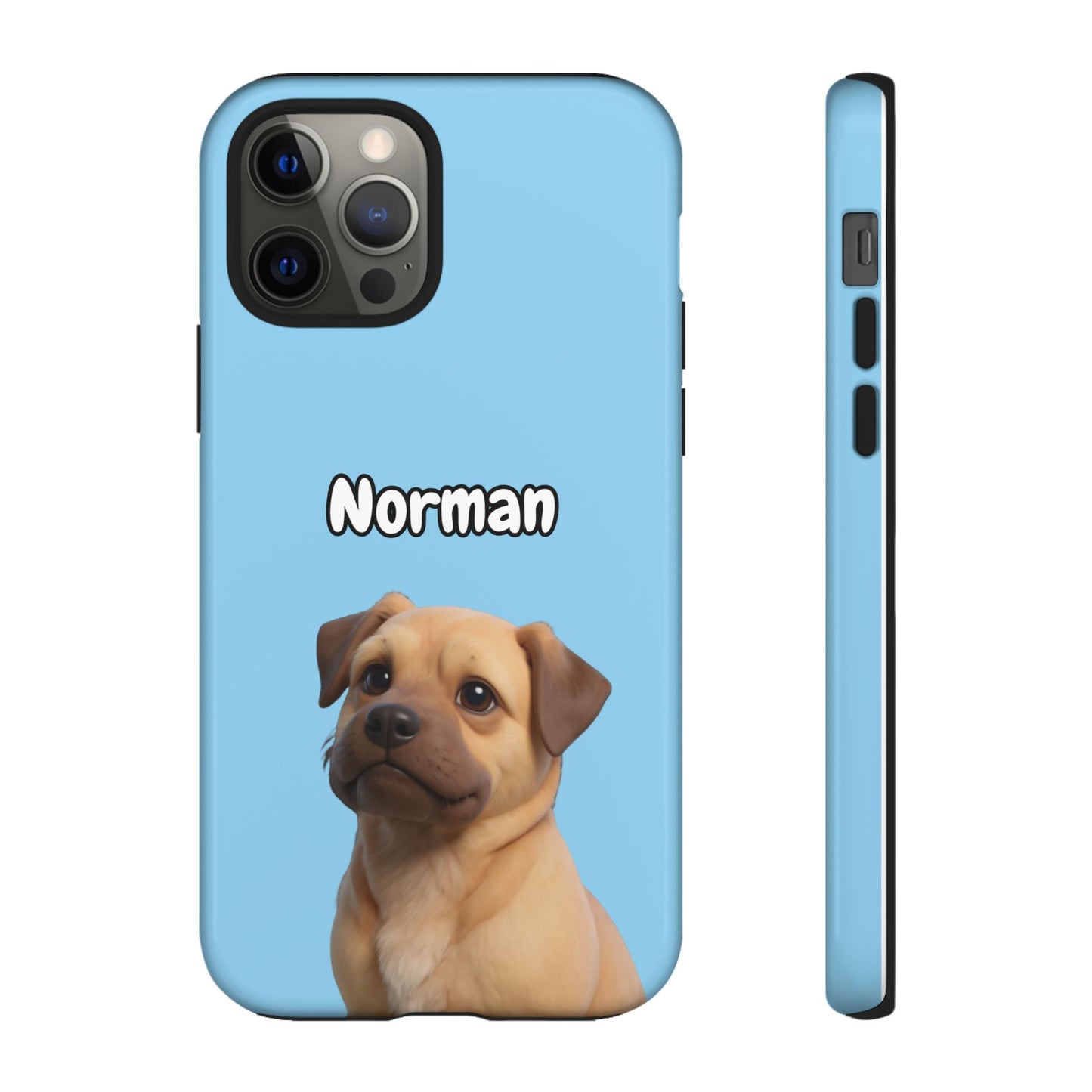 Custom Pet Portrait Tough iPhone Case - Blue
