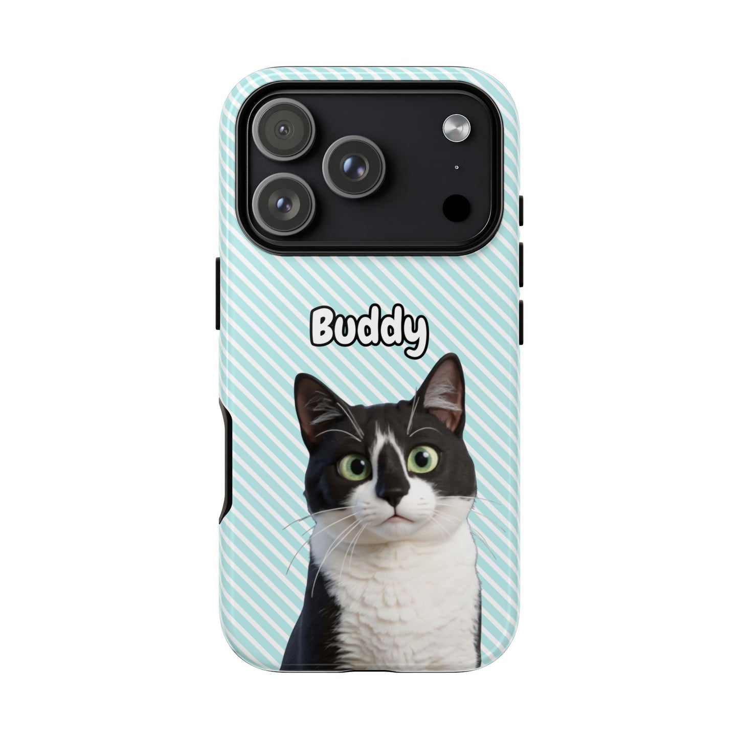 Custom Pet Tough iPhone Case – Teal Stripes