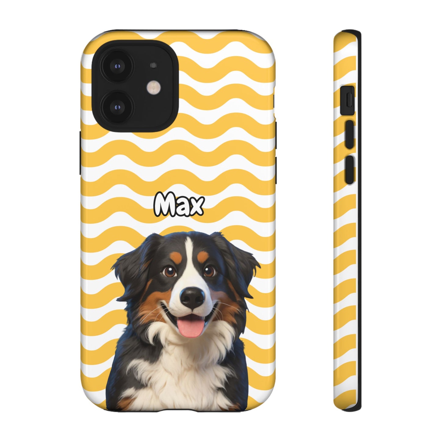 Custom Pet Portrait Tough iPhone Case - Yellow Waves
