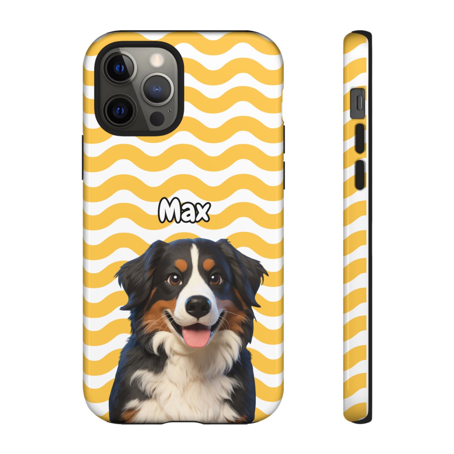 Custom Pet Portrait Tough iPhone Case - Yellow Waves