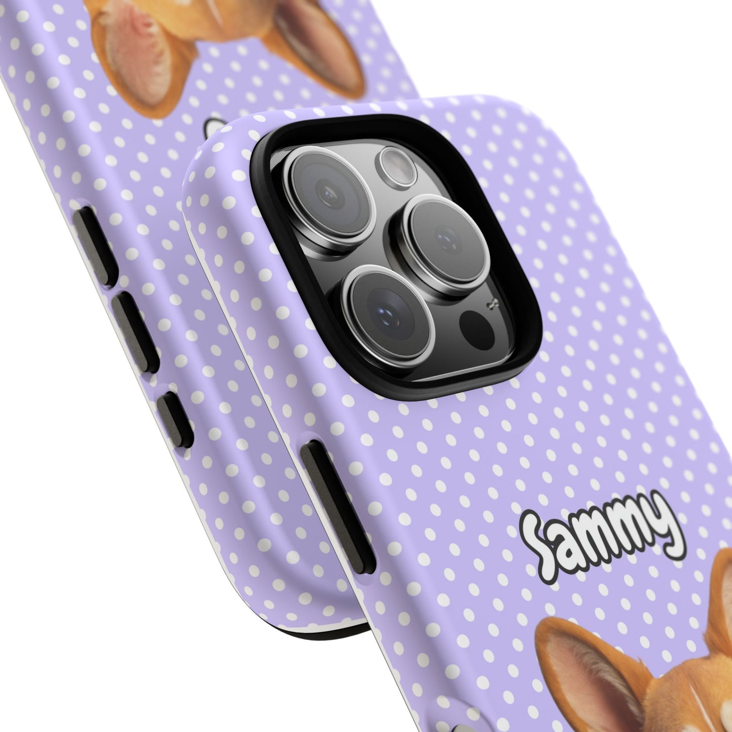 Custom Pet Tough iPhone Case – Purple Polka Dots