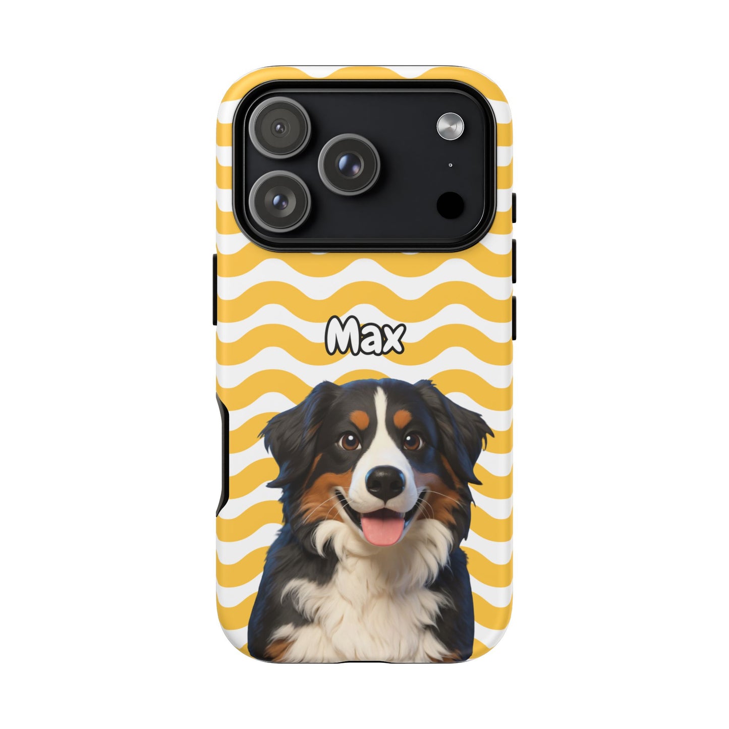 Custom Pet Portrait Tough iPhone Case - Yellow Waves