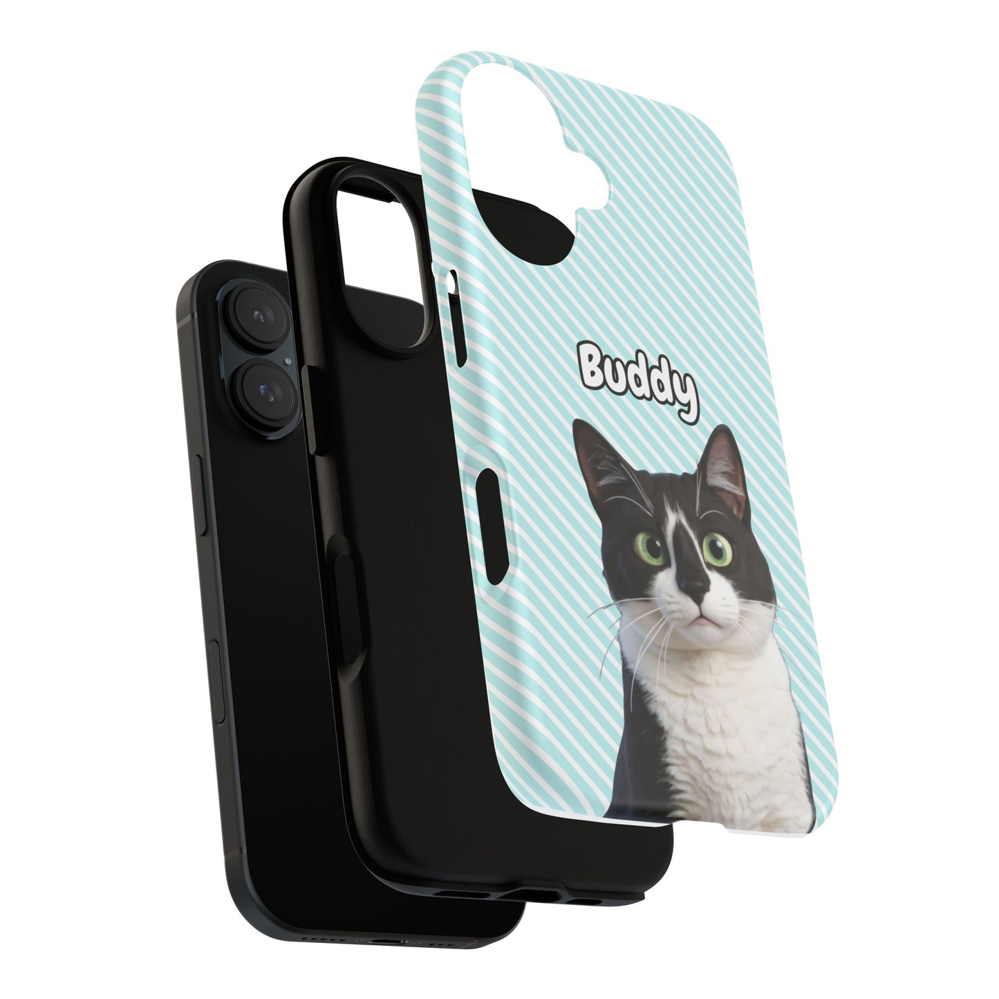 Custom Pet Tough iPhone Case – Teal Stripes