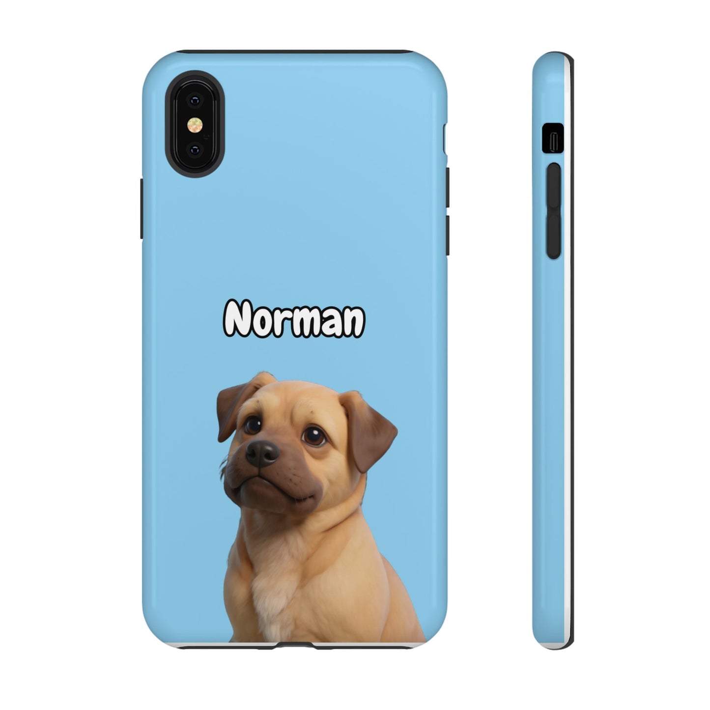 Custom Pet Portrait Tough iPhone Case - Blue