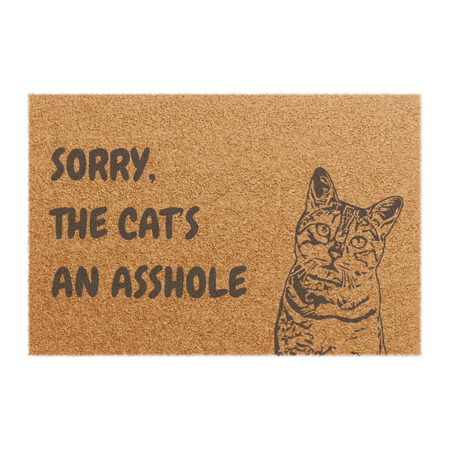 Funny Pet Doormat – “Sorry, the Cat’s An Asshole” Welcome Mat | Pet Lover Gift, Cat Owner Home Decor, Funny Housewarming Gift, Outdoor Entry Mat