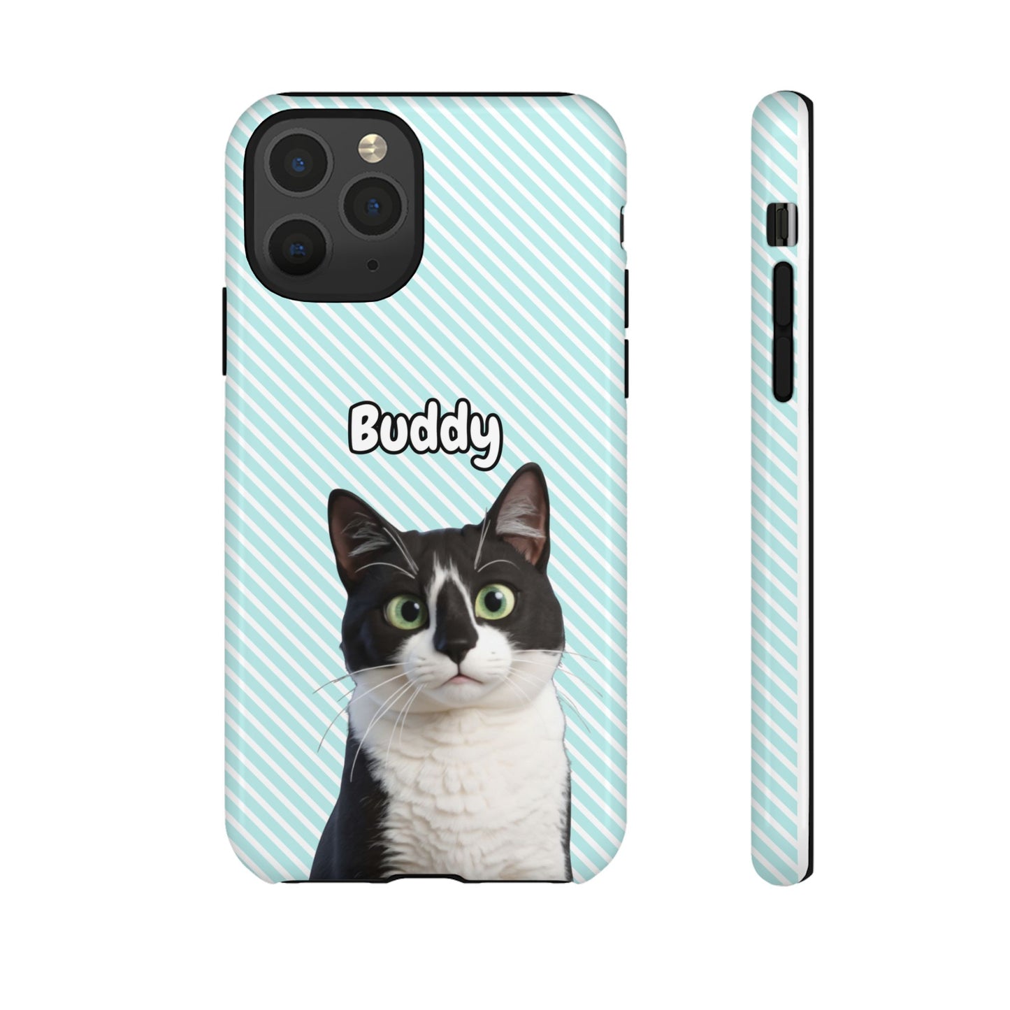 Custom Pet Tough iPhone Case – Teal Stripes